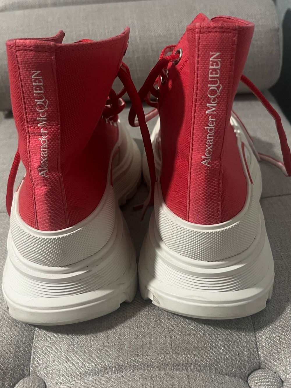 Alexander McQueen white pink High-Top Platform Sneakers